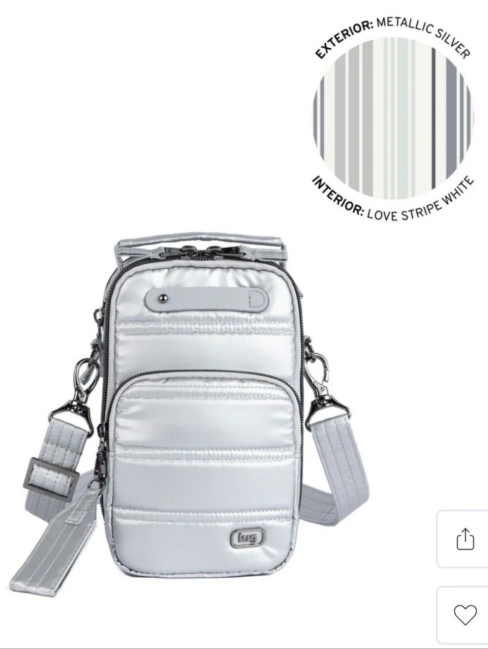 lug Metallic Silver Crossbody Phone Bag